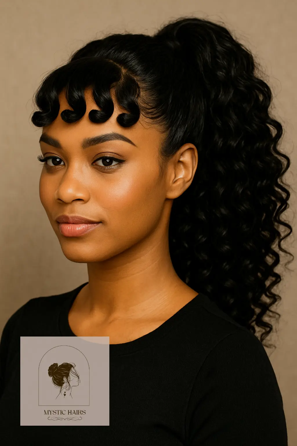 Bouncy Ponytail with Curled Fringe