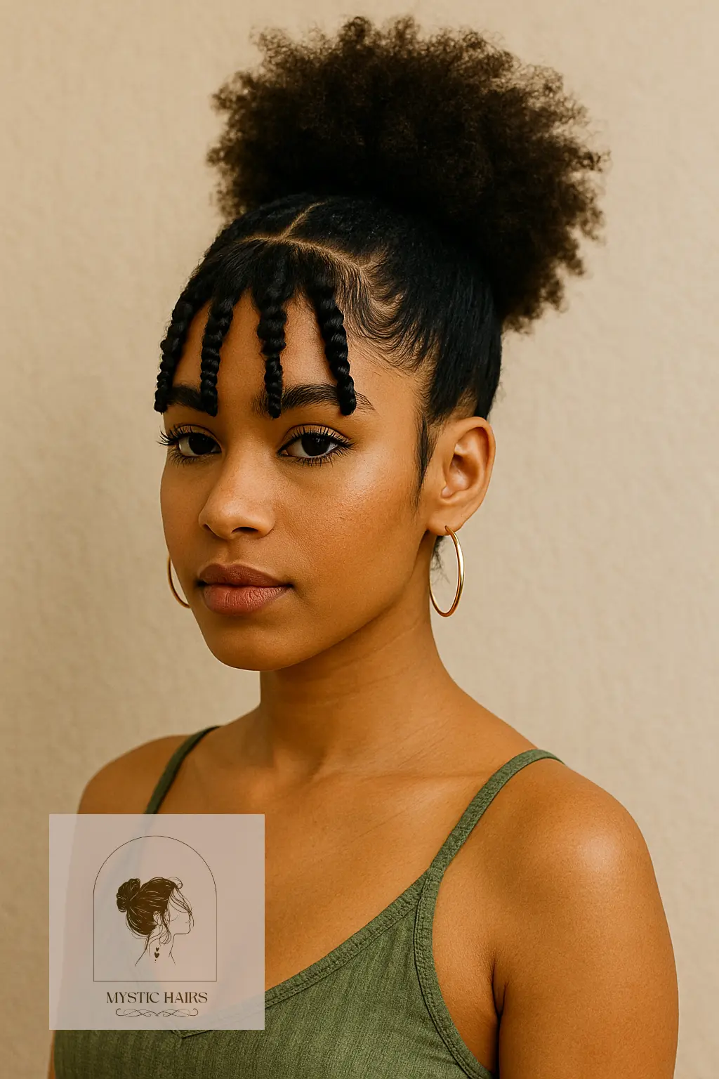 Braided Bangs with High Puff