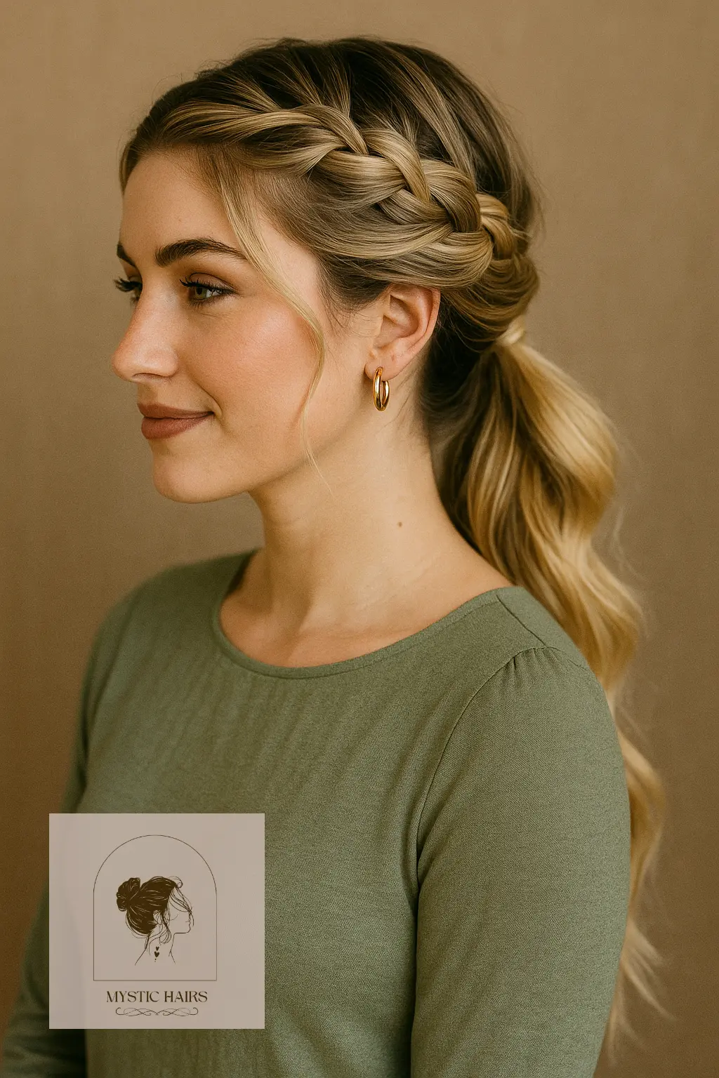 Braided Crown with Low Ponytail