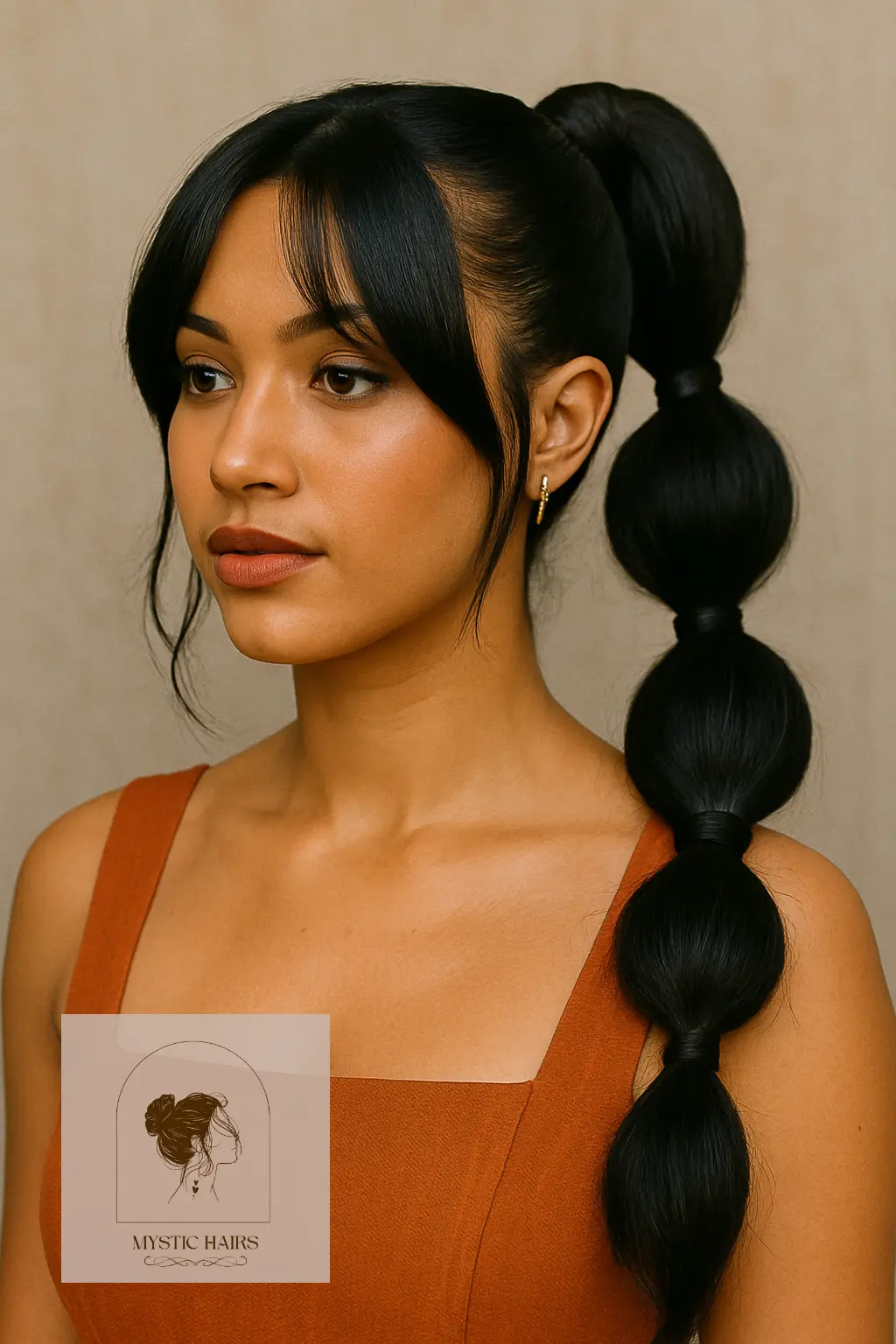 Bubble Ponytail with Curtain Bangs
