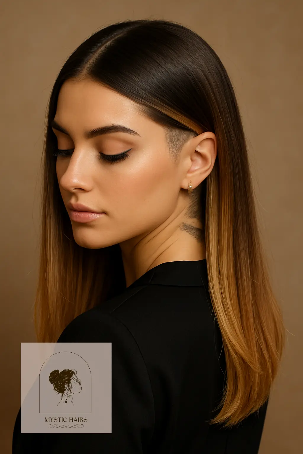 Center Part with Nape Undercut