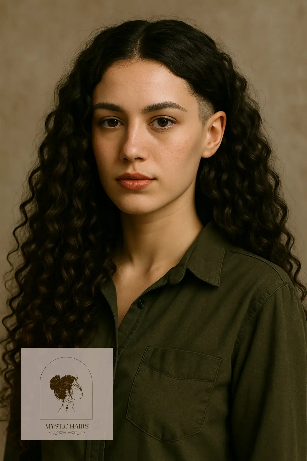 Center-Parted Curls with Undercut