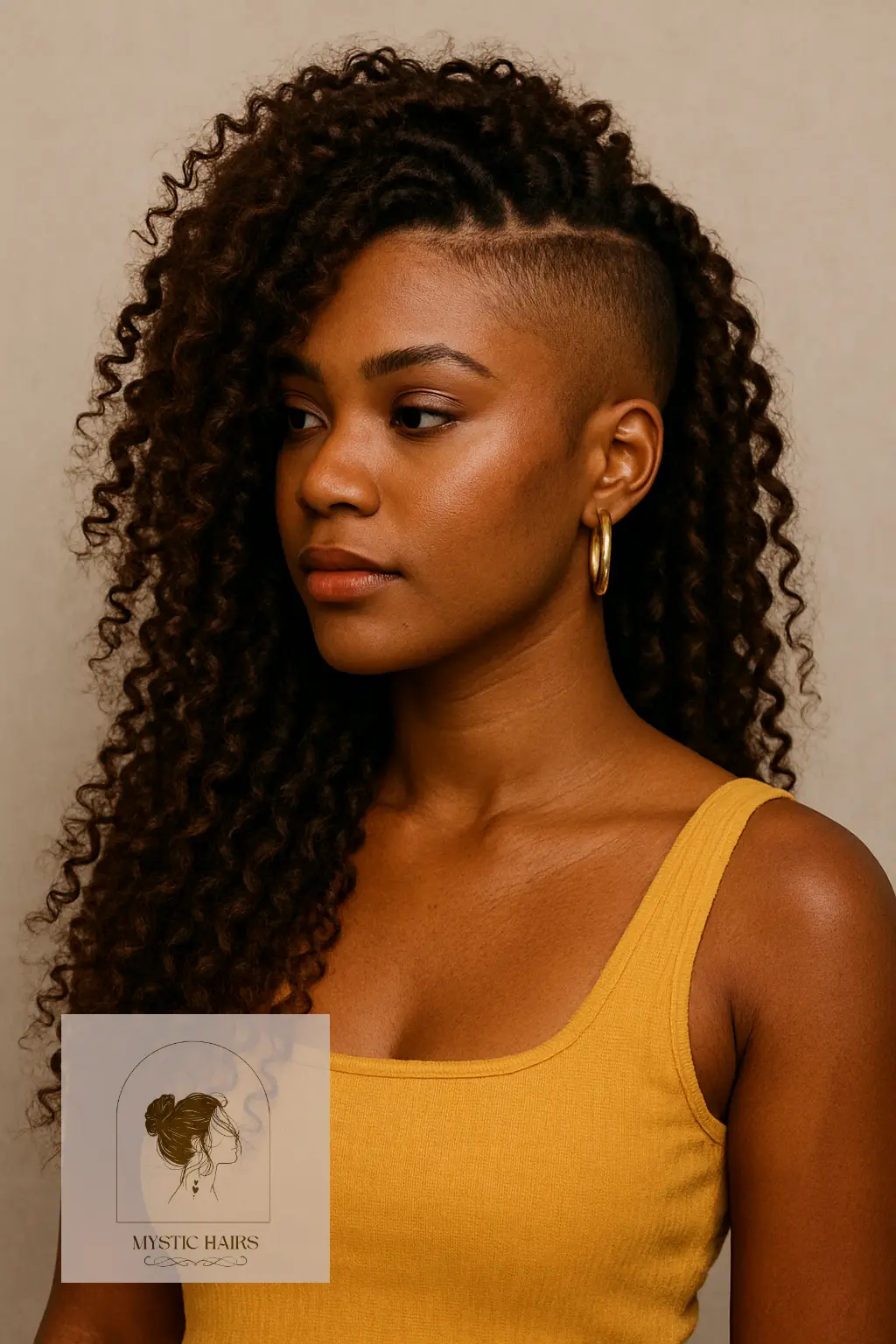 Curly Faux Locs with Shaved Back