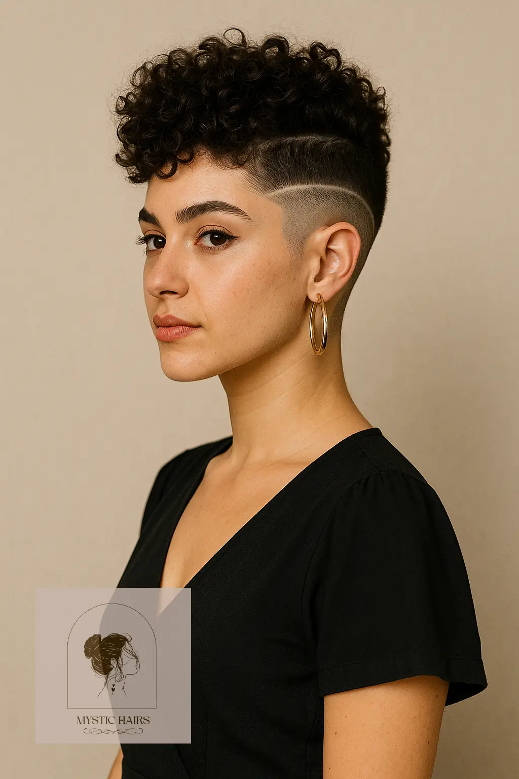 Curly Undercut with Fade Line