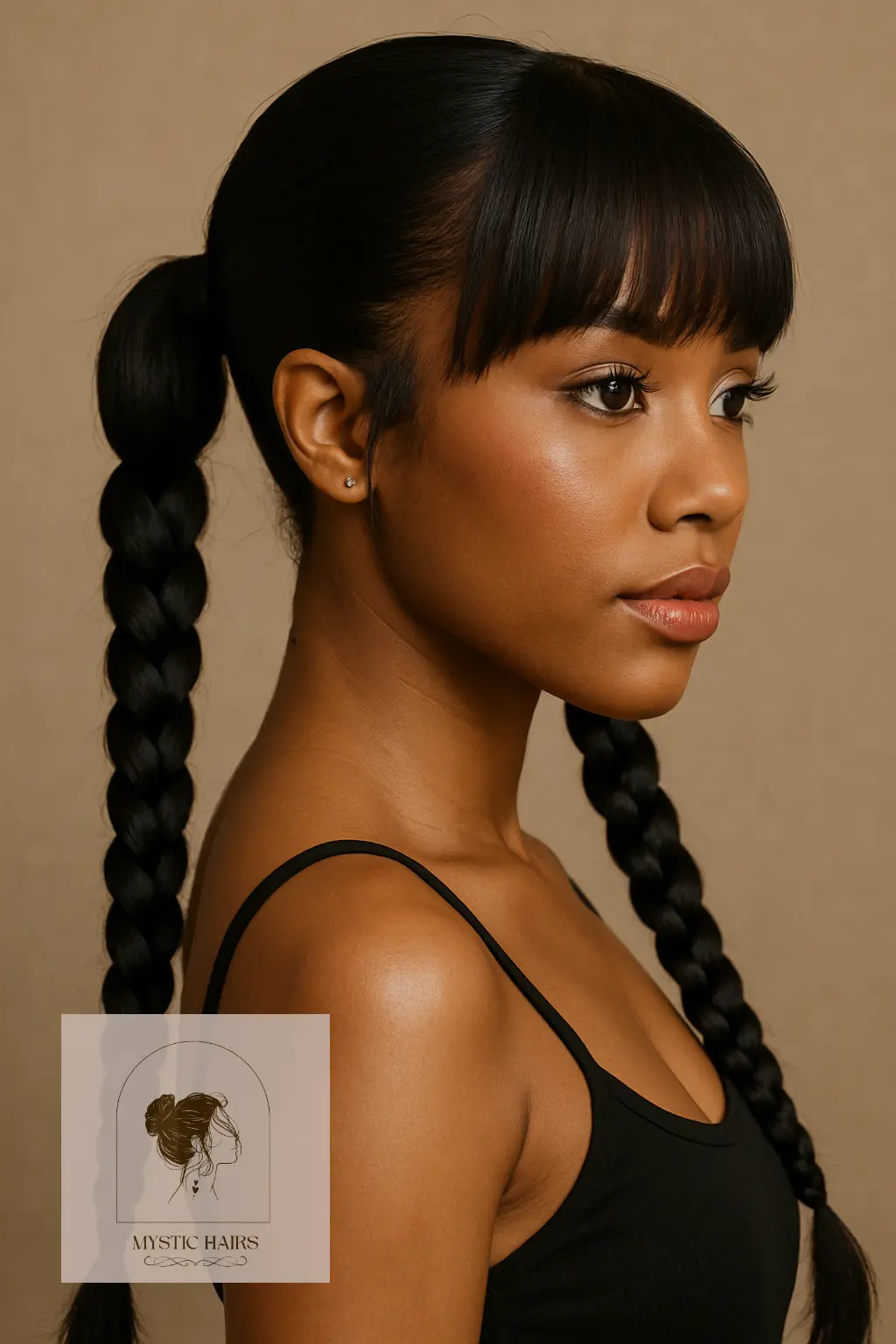 Double Braided Ponytail with Fringe