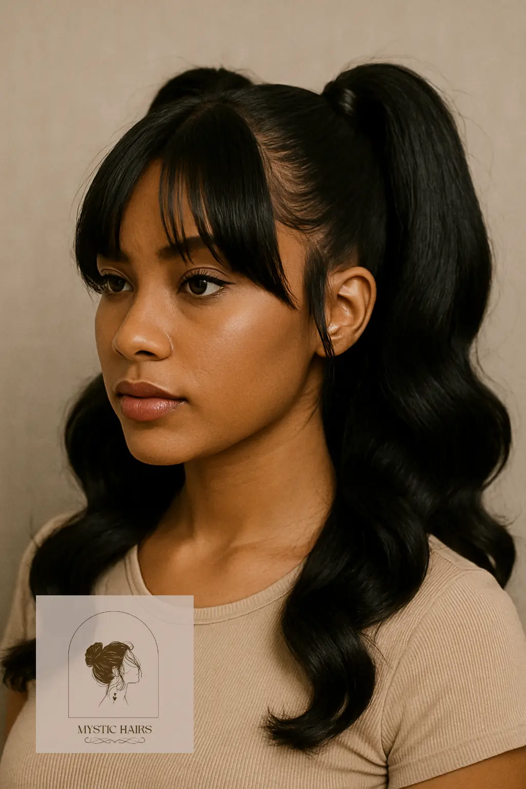 Double Ponytail with Curtain Fringe