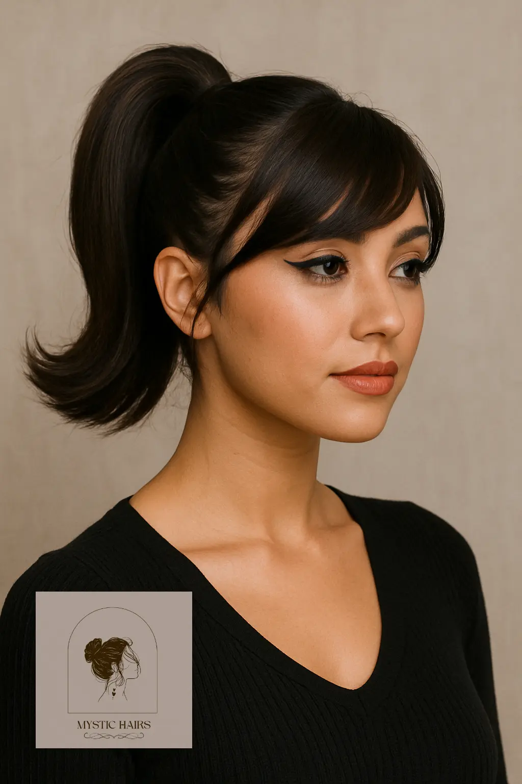Flipped Ponytail with Side Bangs