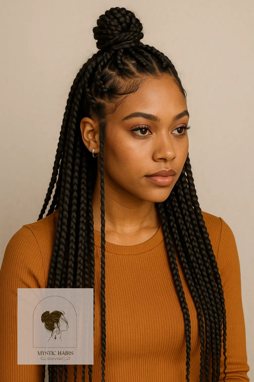 Half-Up Box Braids Style