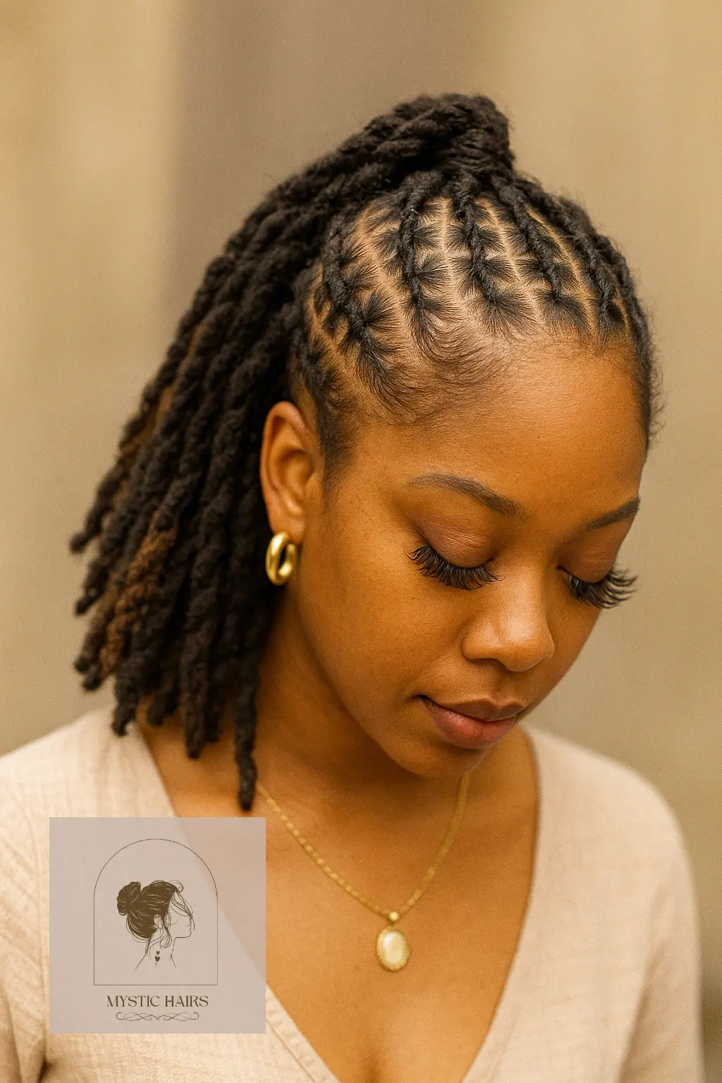 Half-Up Locs with Flat Twists