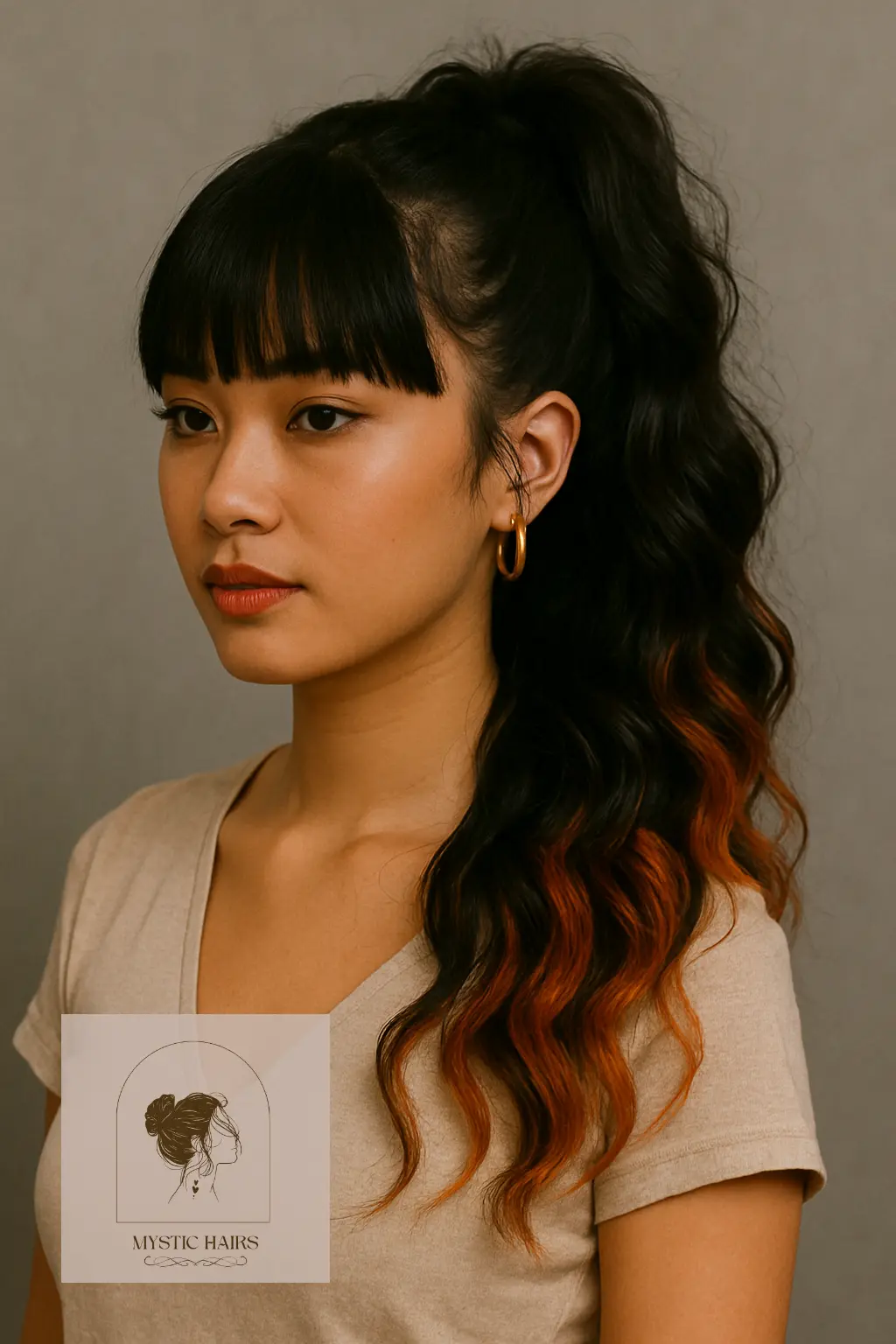 Half-Up Ponytail with Bangs