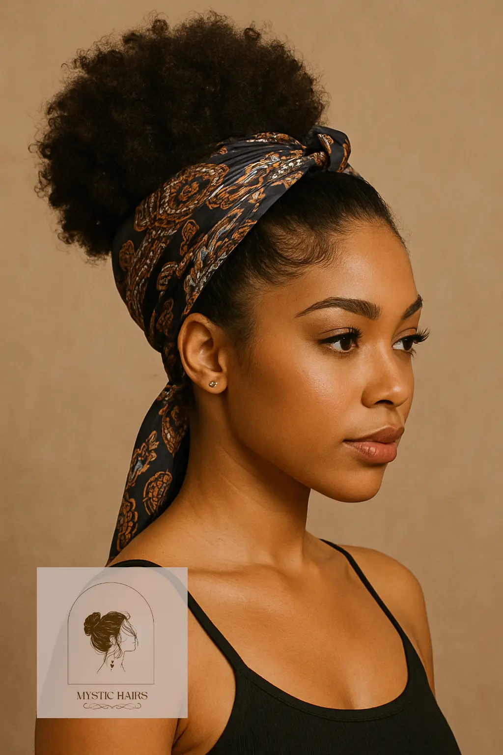 High Puff with Scarf Wrap