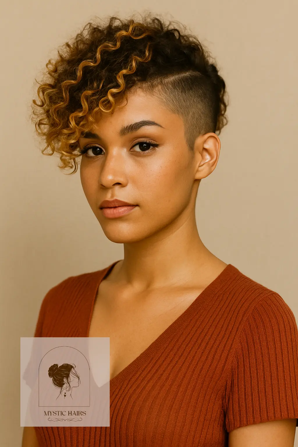 Highlighted Curls with Side Shave