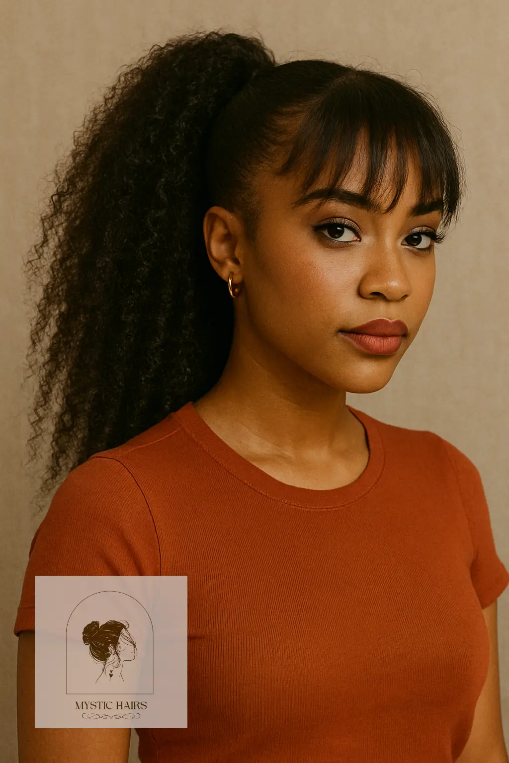 Kinky Textured Ponytail with Bangs