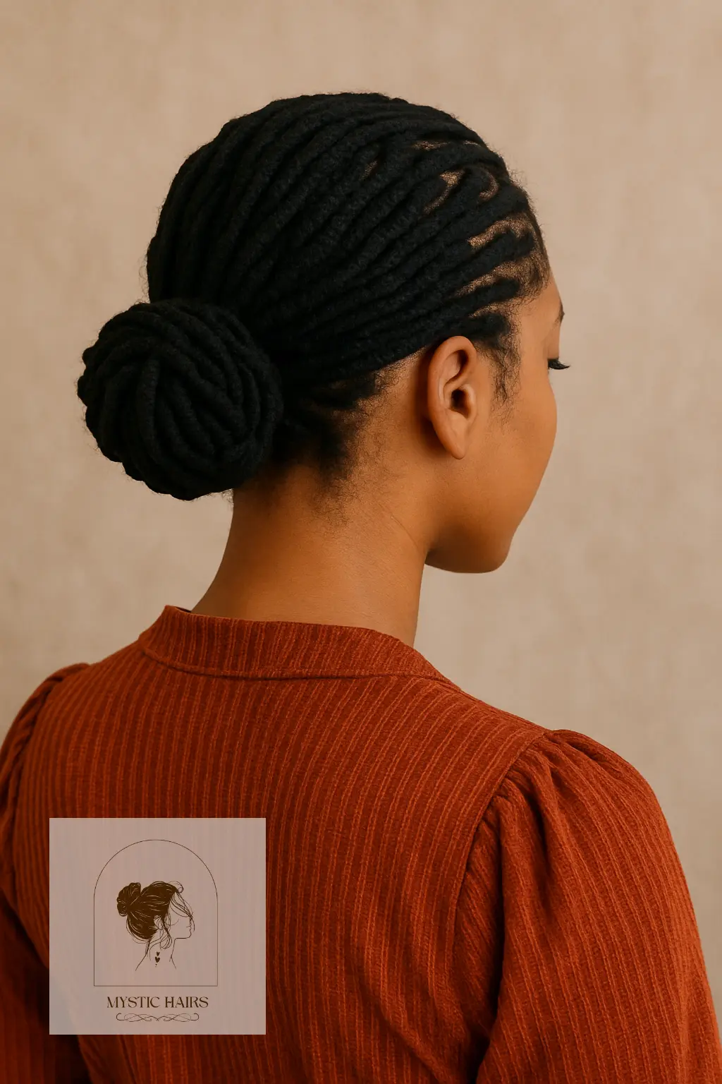 Locs Styled in Low Bun