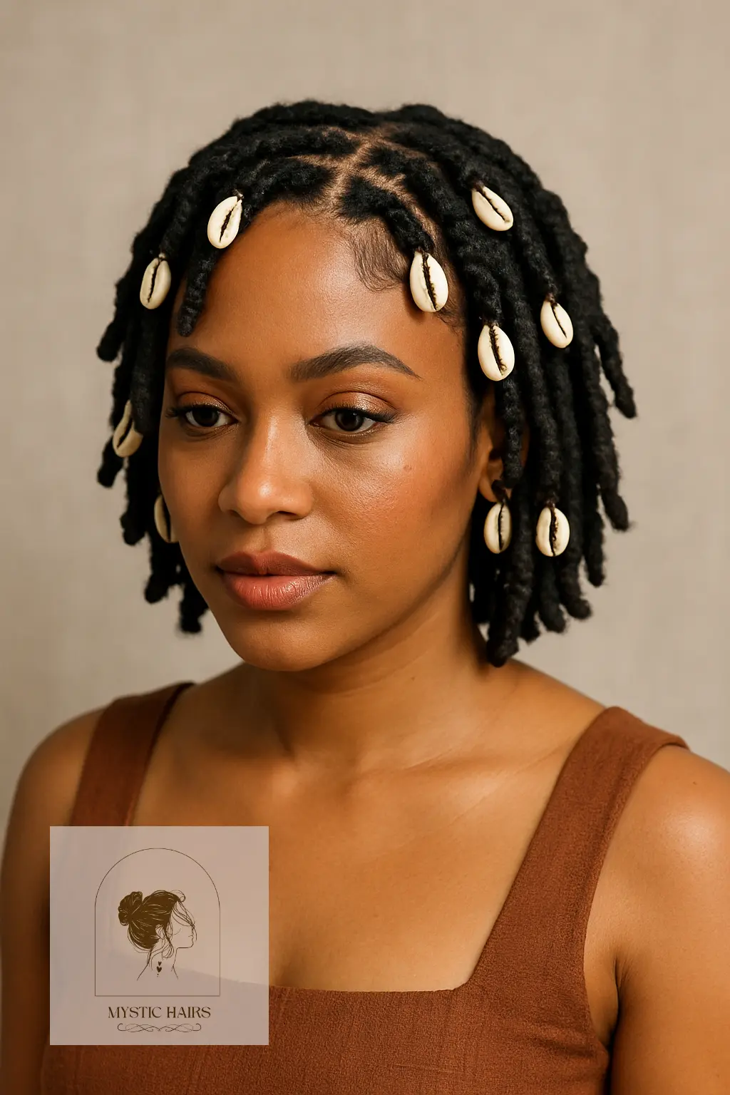 Locs Styled with Shells