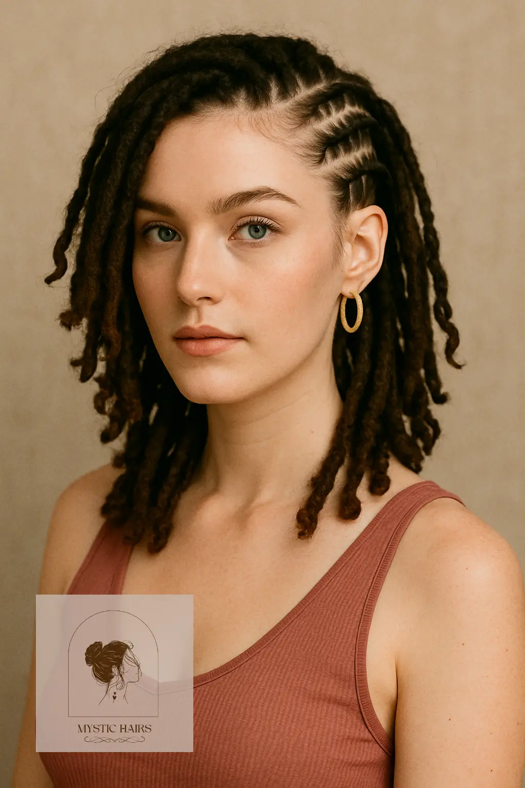 Locs with Side Cornrow Detail