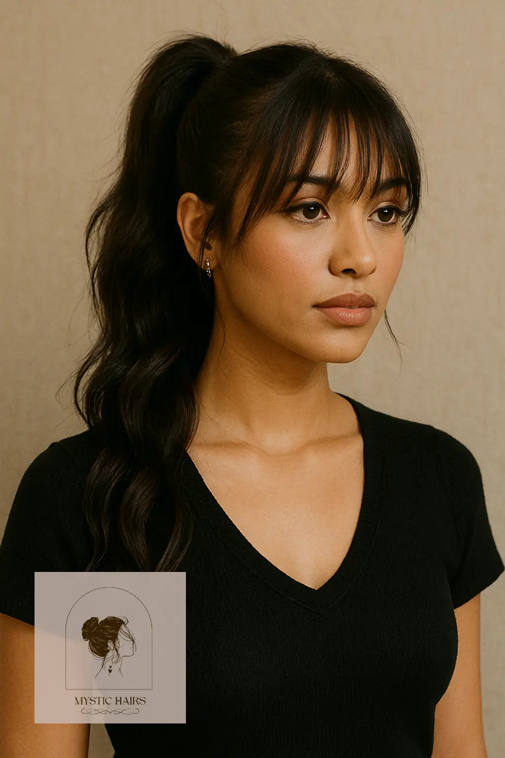 Loose Ponytail with Wispy Bangs