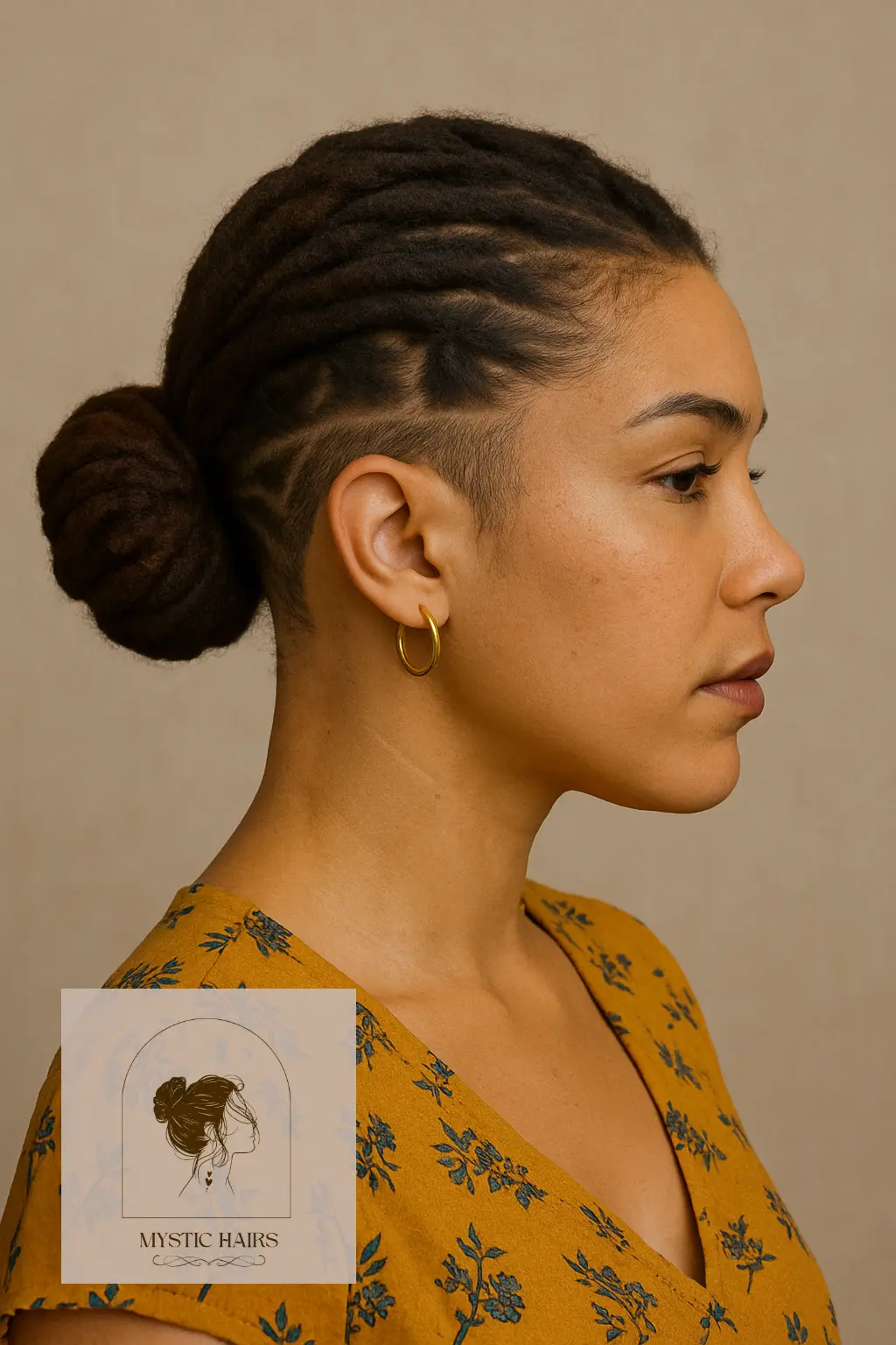 Low Bun with Patterned Shave