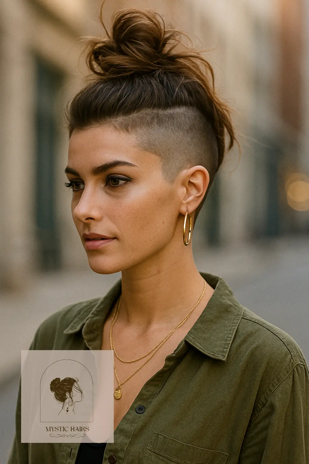 Messy Bun with Shaved Sides