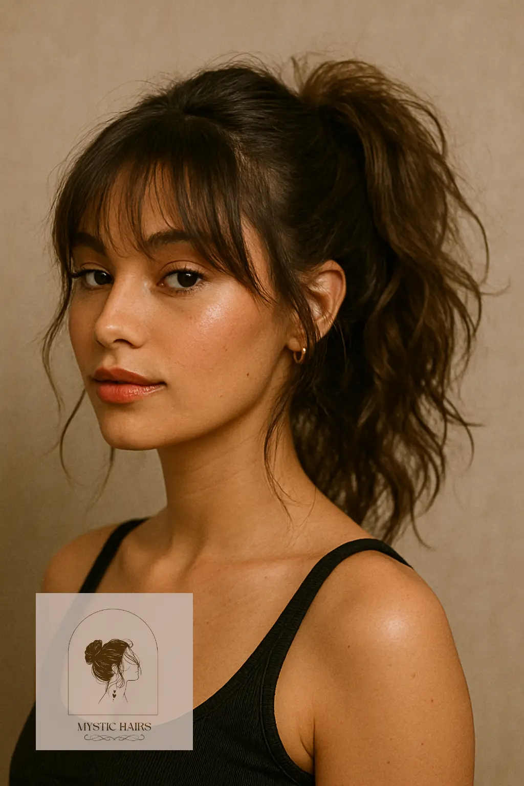 Messy Ponytail with Airy Fringe