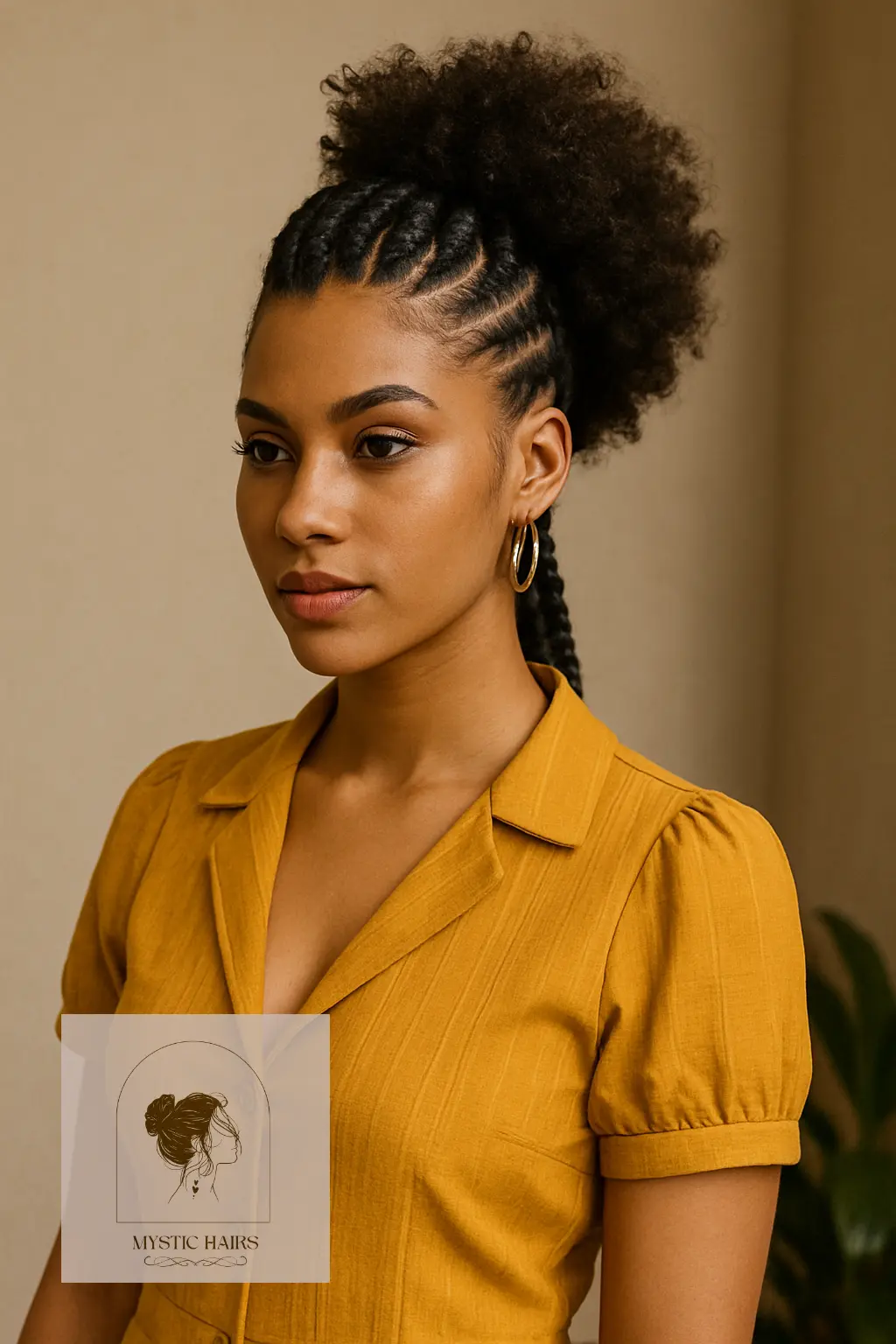 Mohawk Braids with Curly Puff