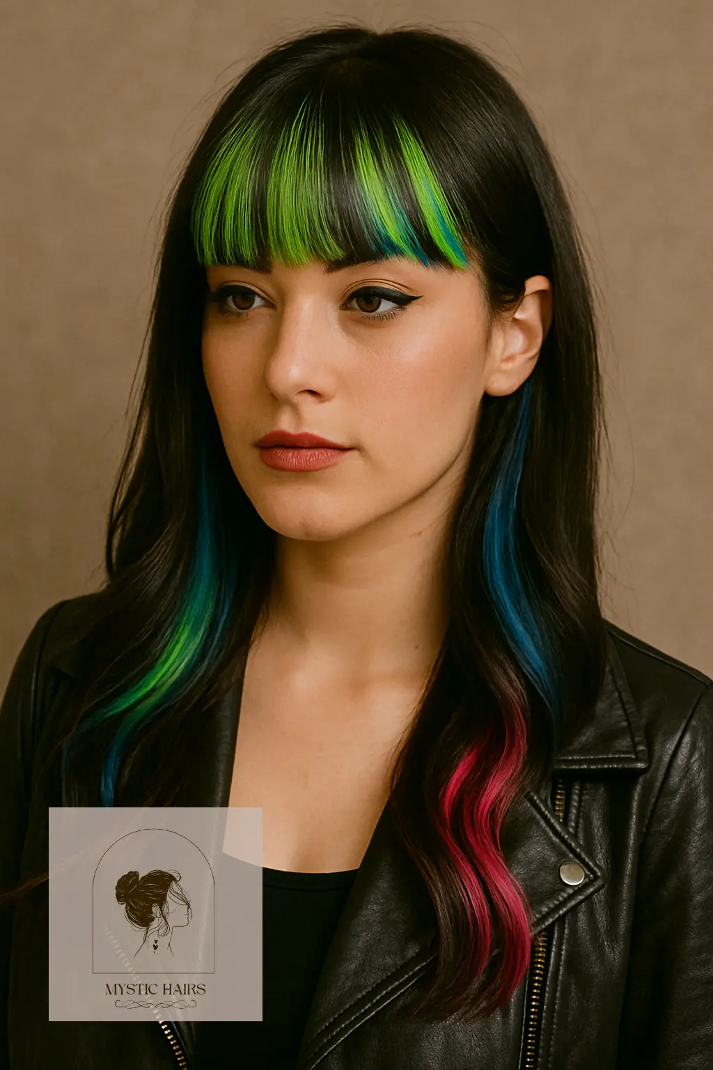 Neon Streaks Under Bangs
