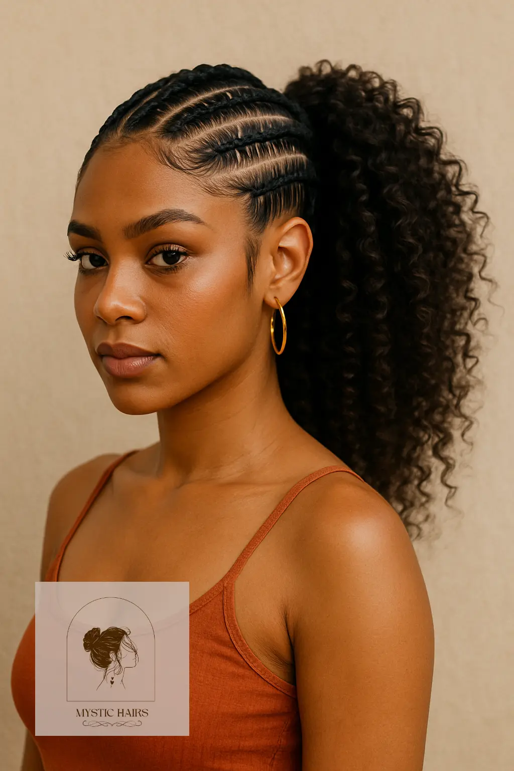 Stitch Braids with Curly Ponytail