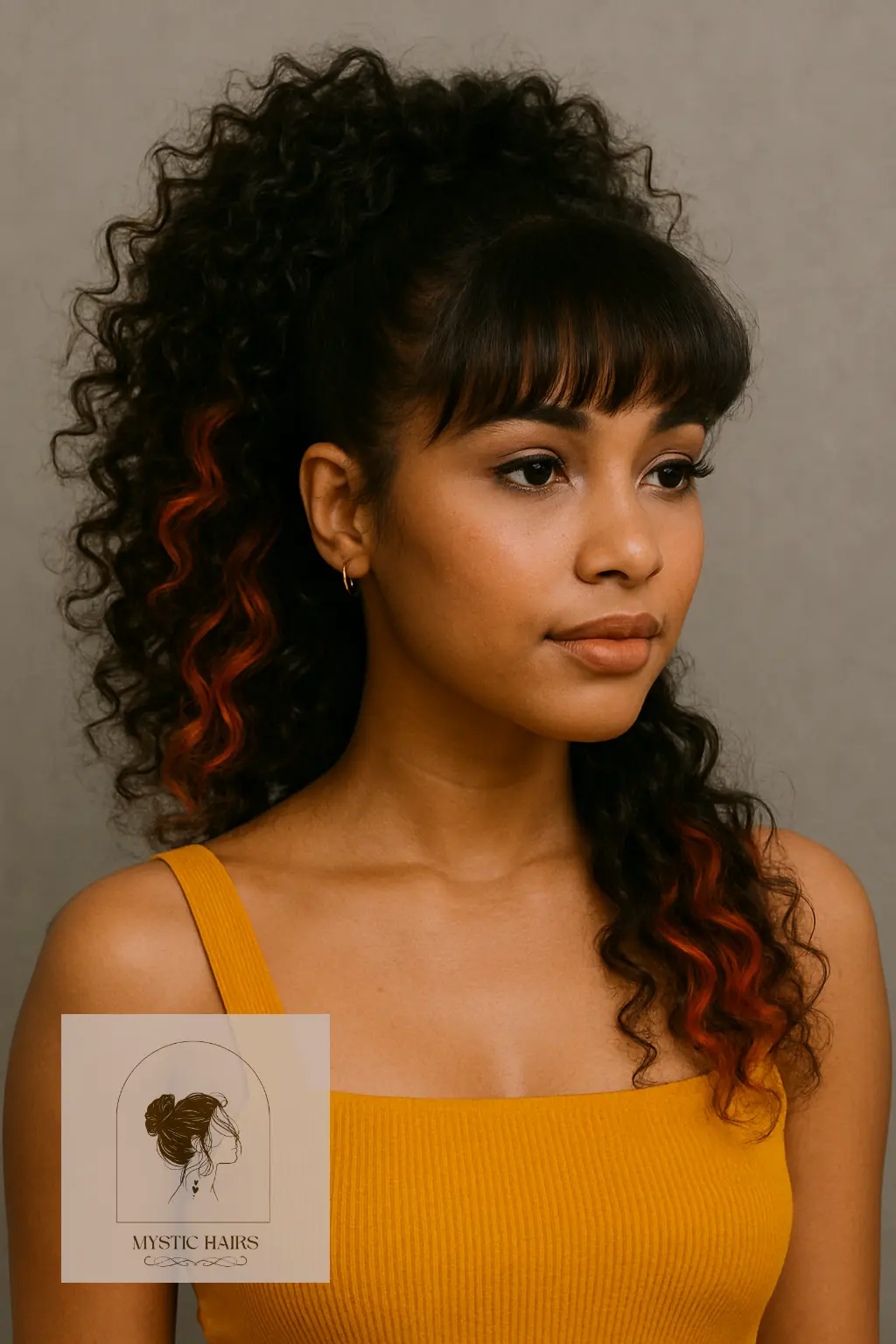 Voluminous Curly Pony with Bangs