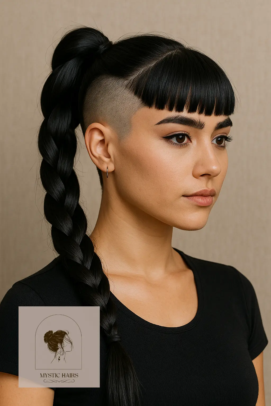 Weave Ponytail with Undercut Bangs