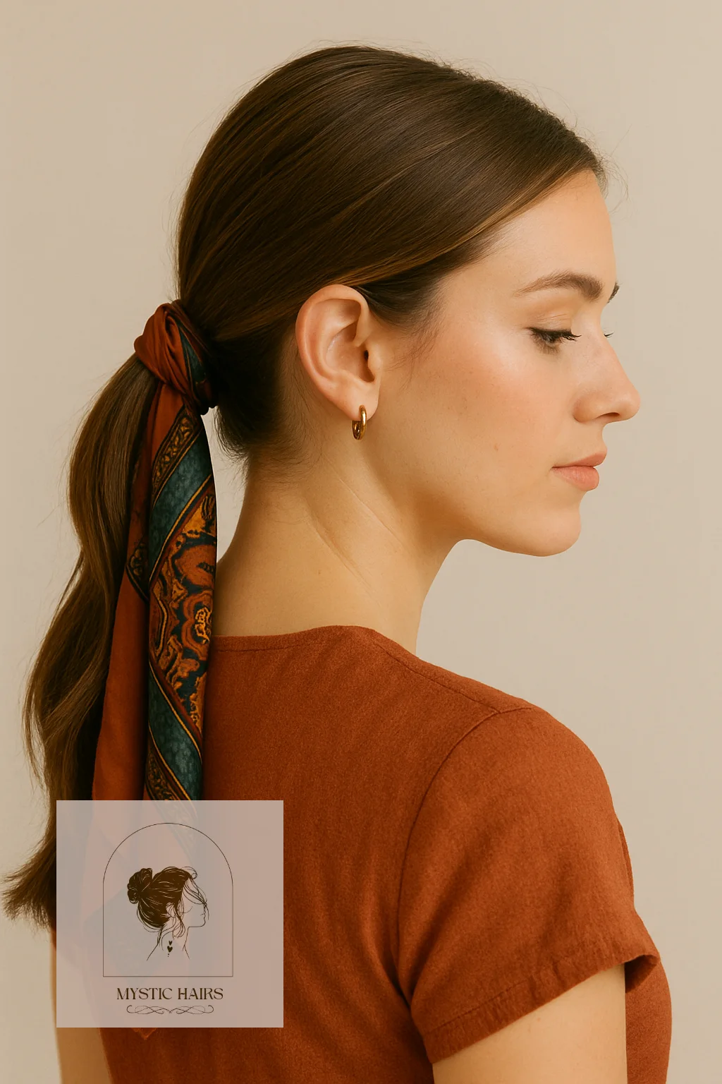 Wrapped Ponytail with Scarf