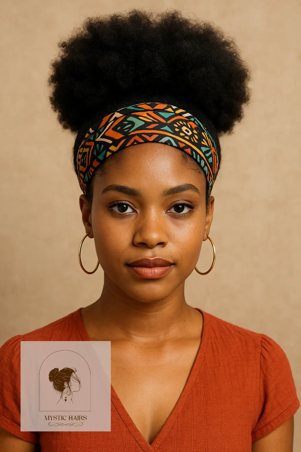 Afro Puff with Patterned Headband