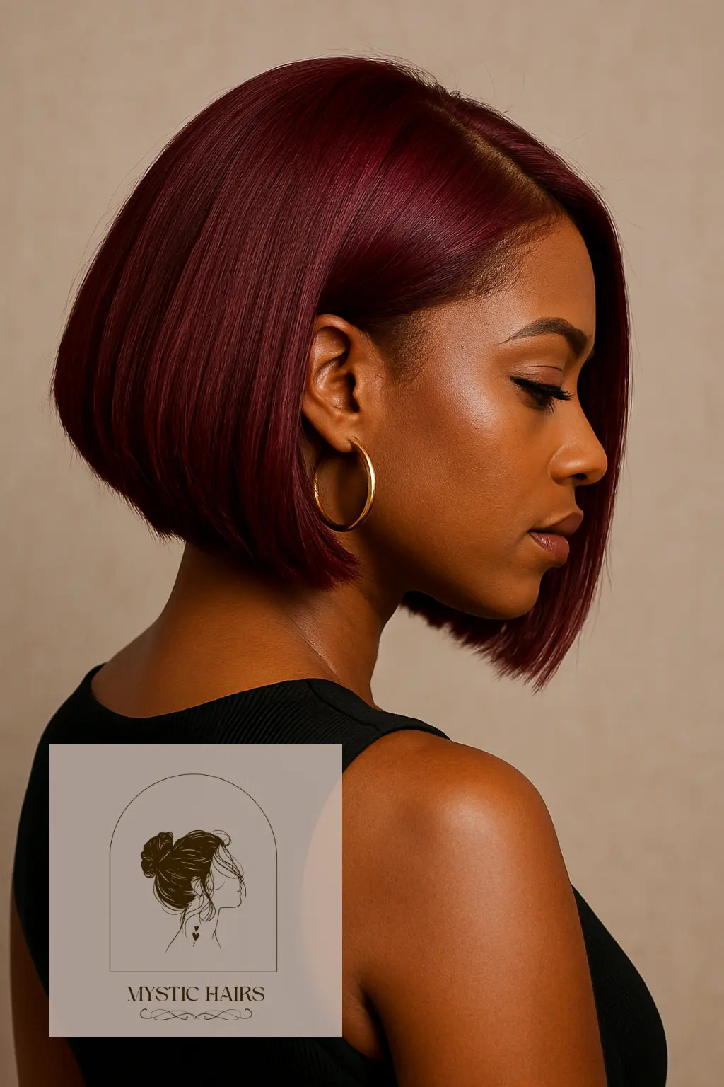 Angled Bob in Wine Red