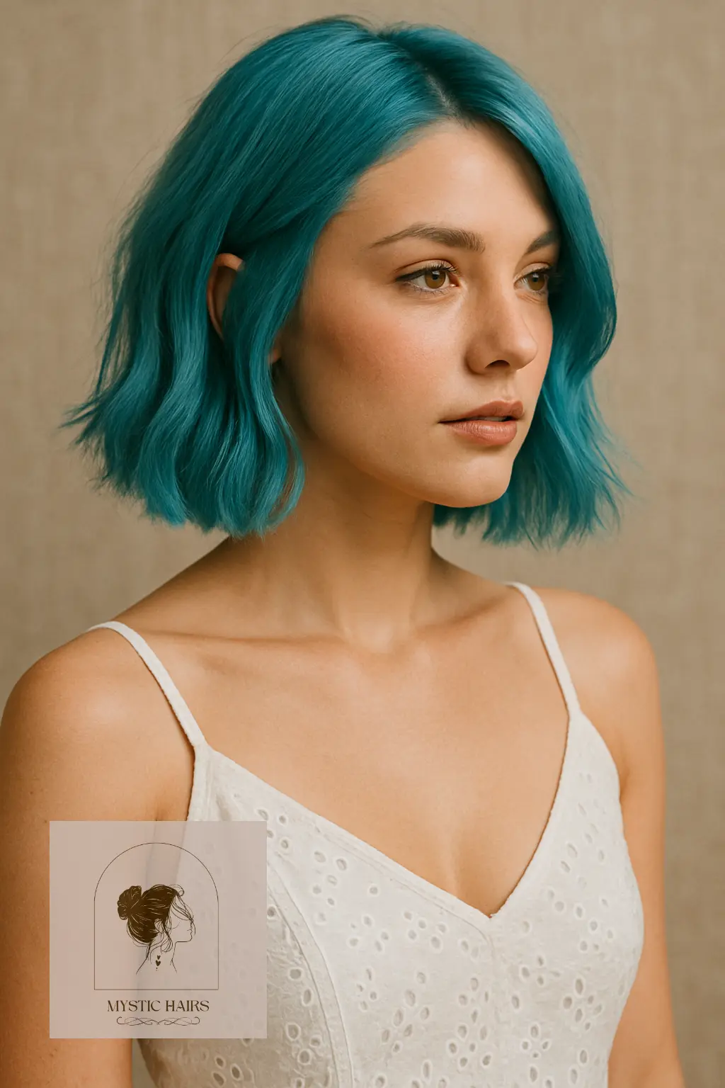 Aqua Blue Bob with Textured Ends