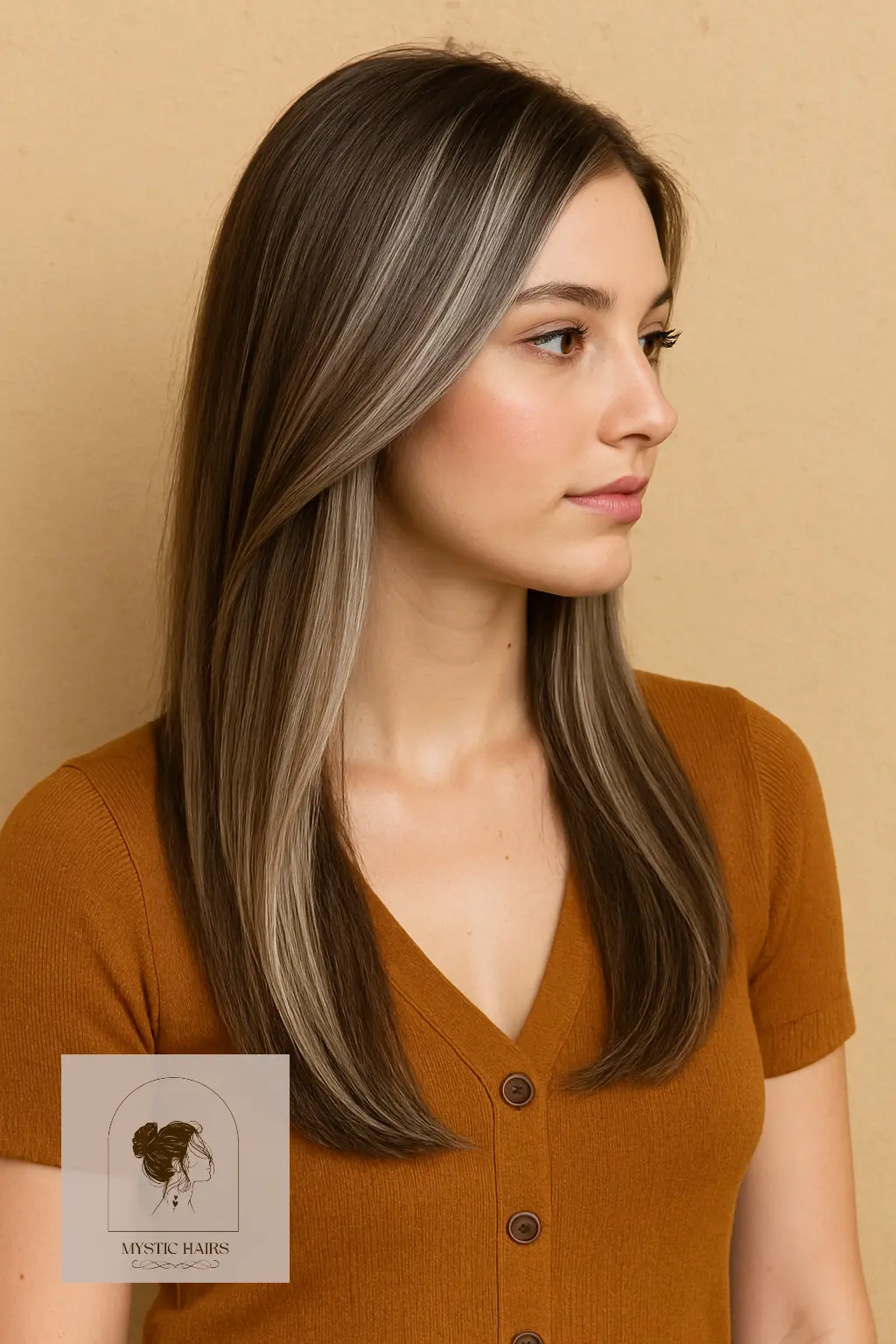 Ash Brown Hair with Soft Silver Panels