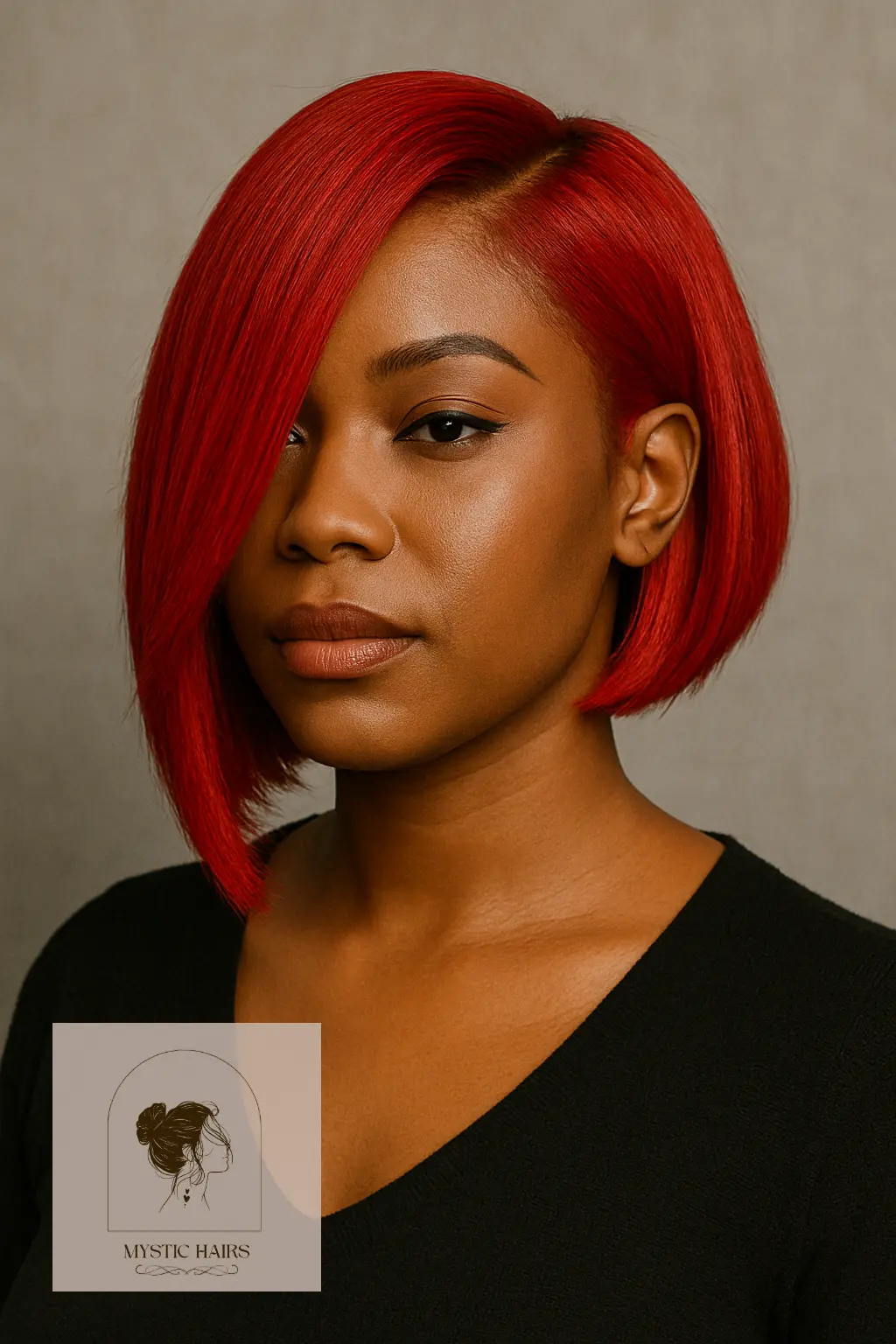 Asymmetrical Bob in Bold Red