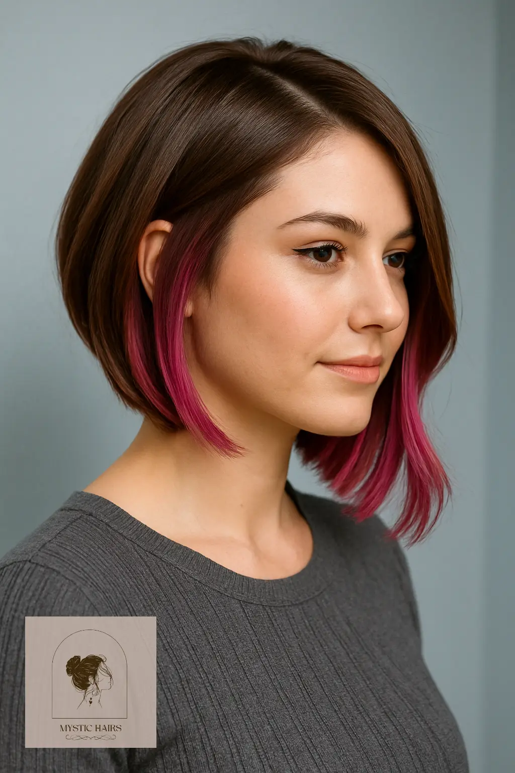 Asymmetrical Bob with Pink Underside