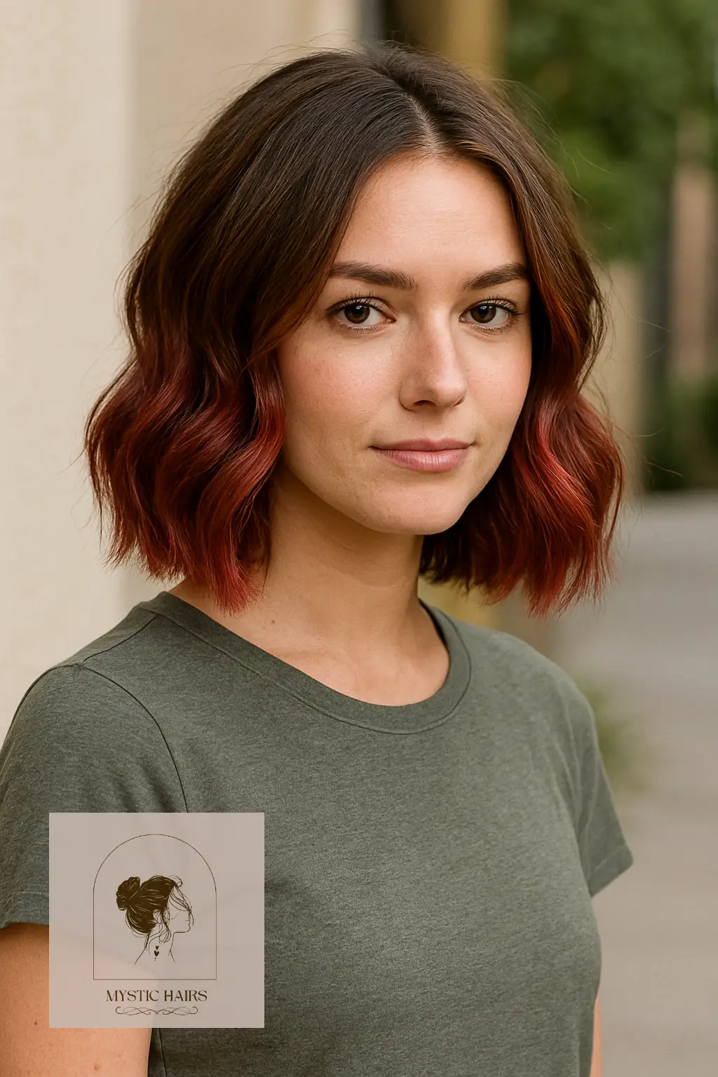 Balayage Bob with Cherry Spice Ends