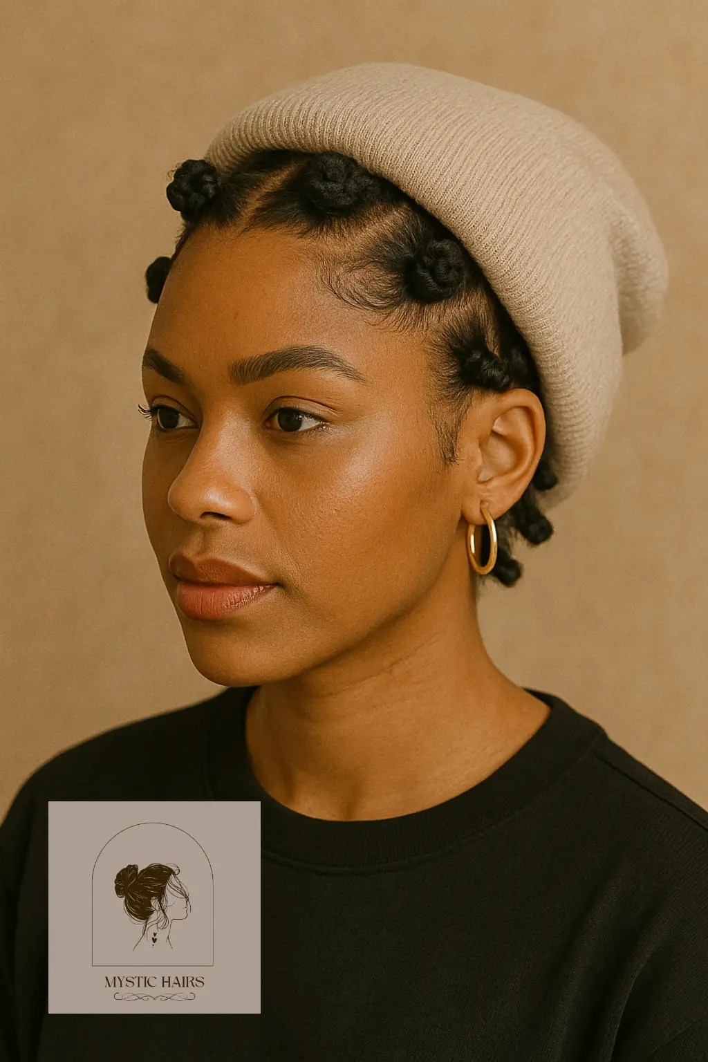 Bantu Knots Under Loose Beanie