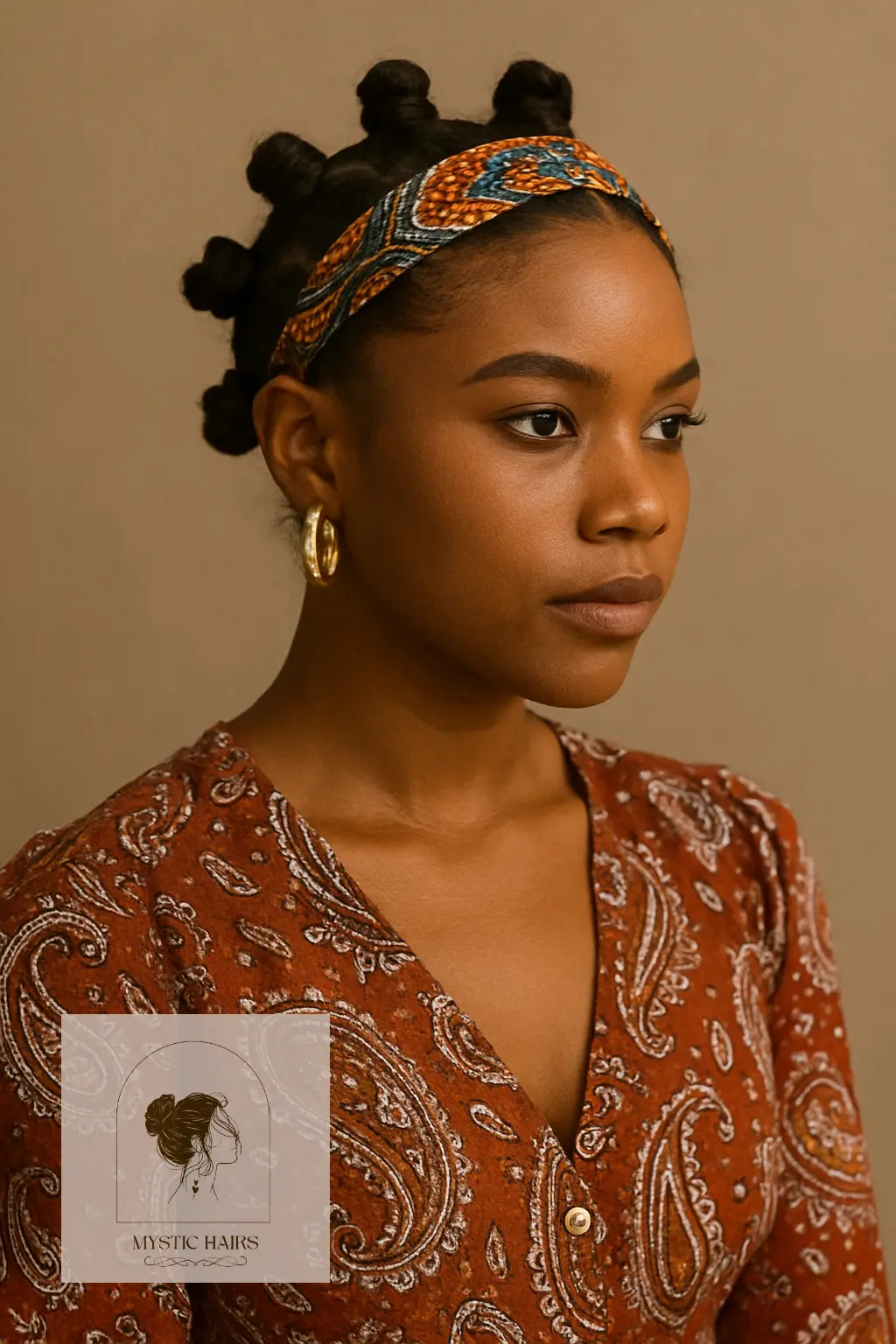 Bantu Knots with Patterned Headband