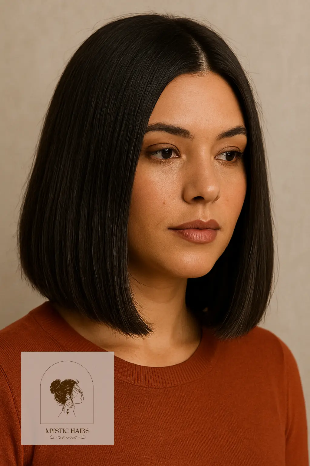 Blunt Lob With Middle Part