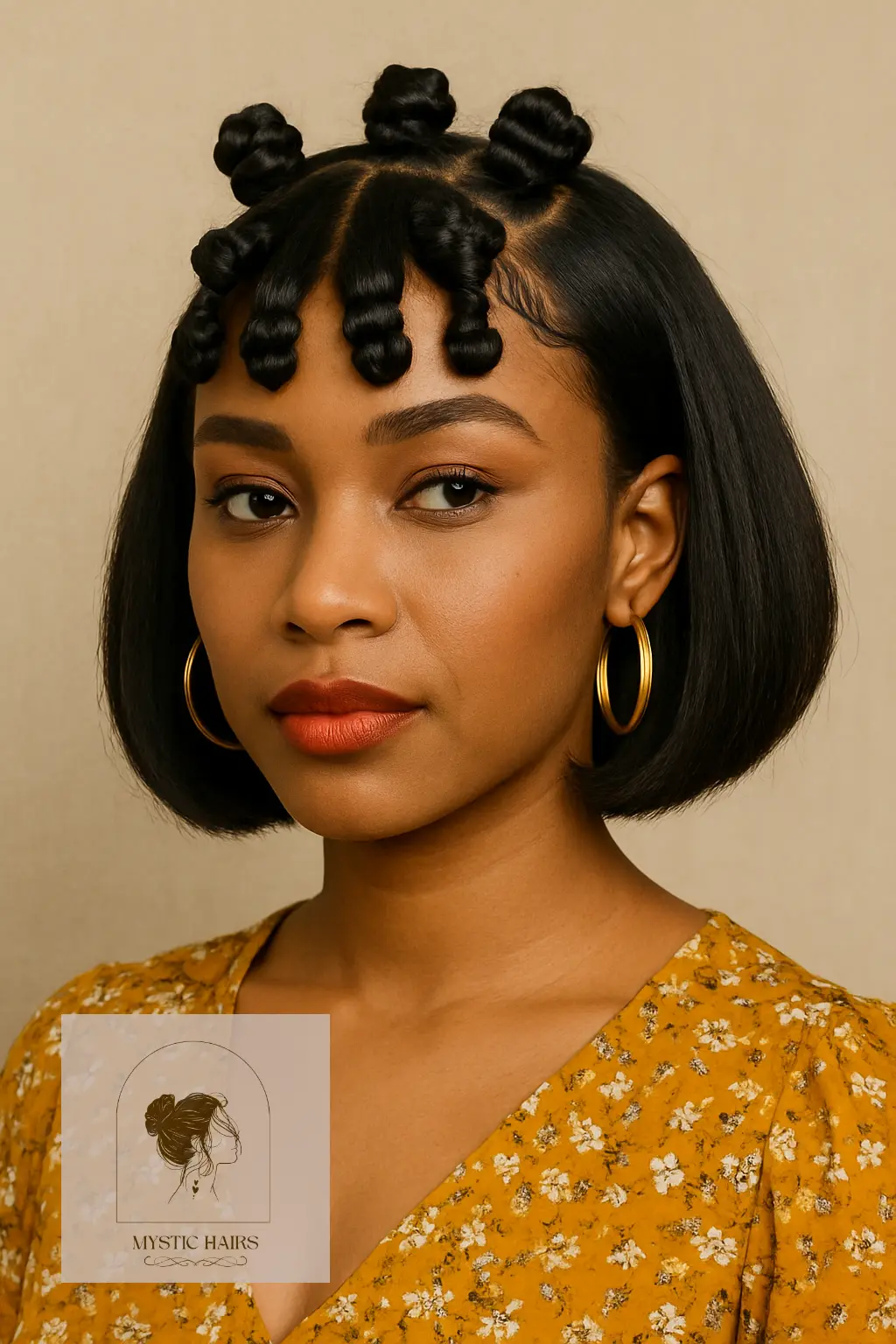Bob with Bantu Knot Bangs