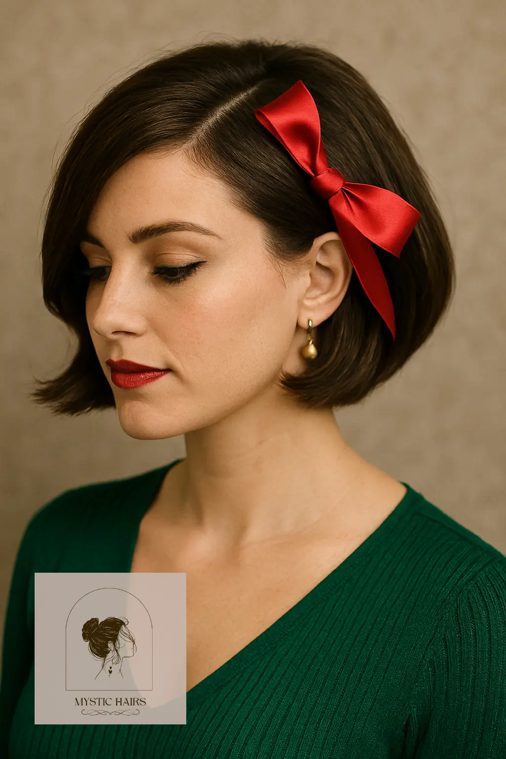 Bob with Deep Side Part and Satin Bow