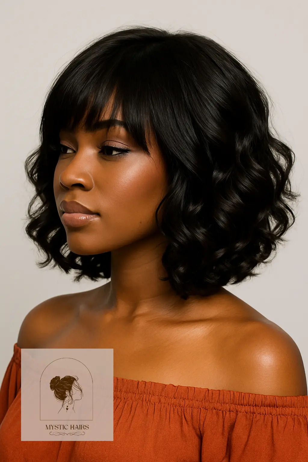 Bob with Layered Bangs and Loose Curls