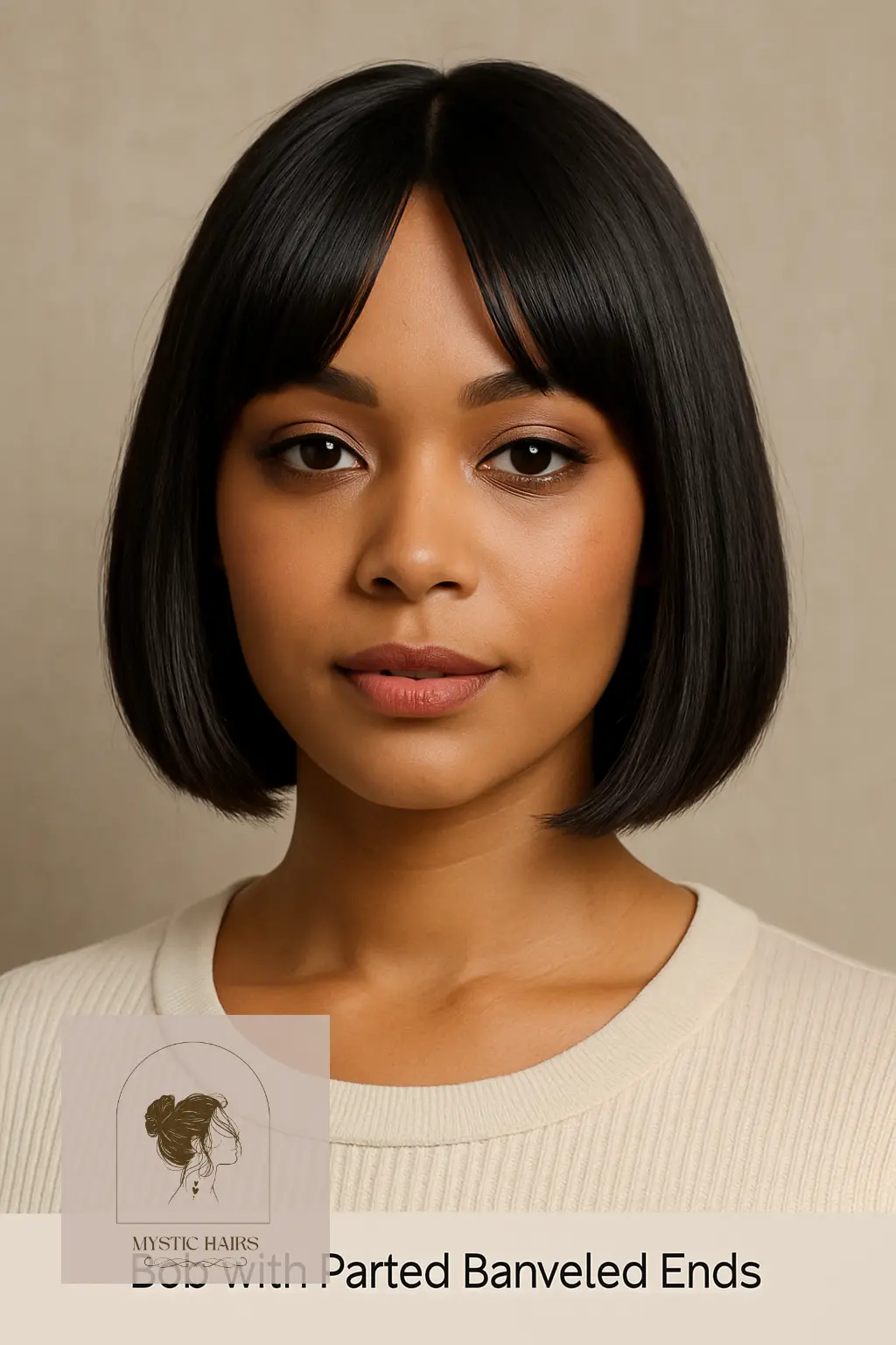 Bob with Parted Bangs and Beveled Ends