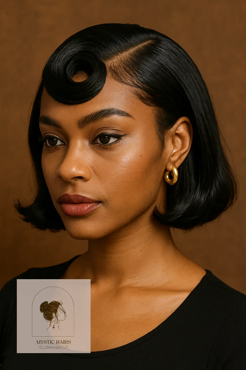Bob with Pin Curl Bangs and Retro Part