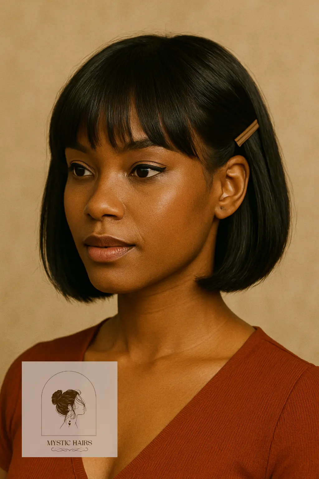 Bob with Side Pin-Back and Bangs