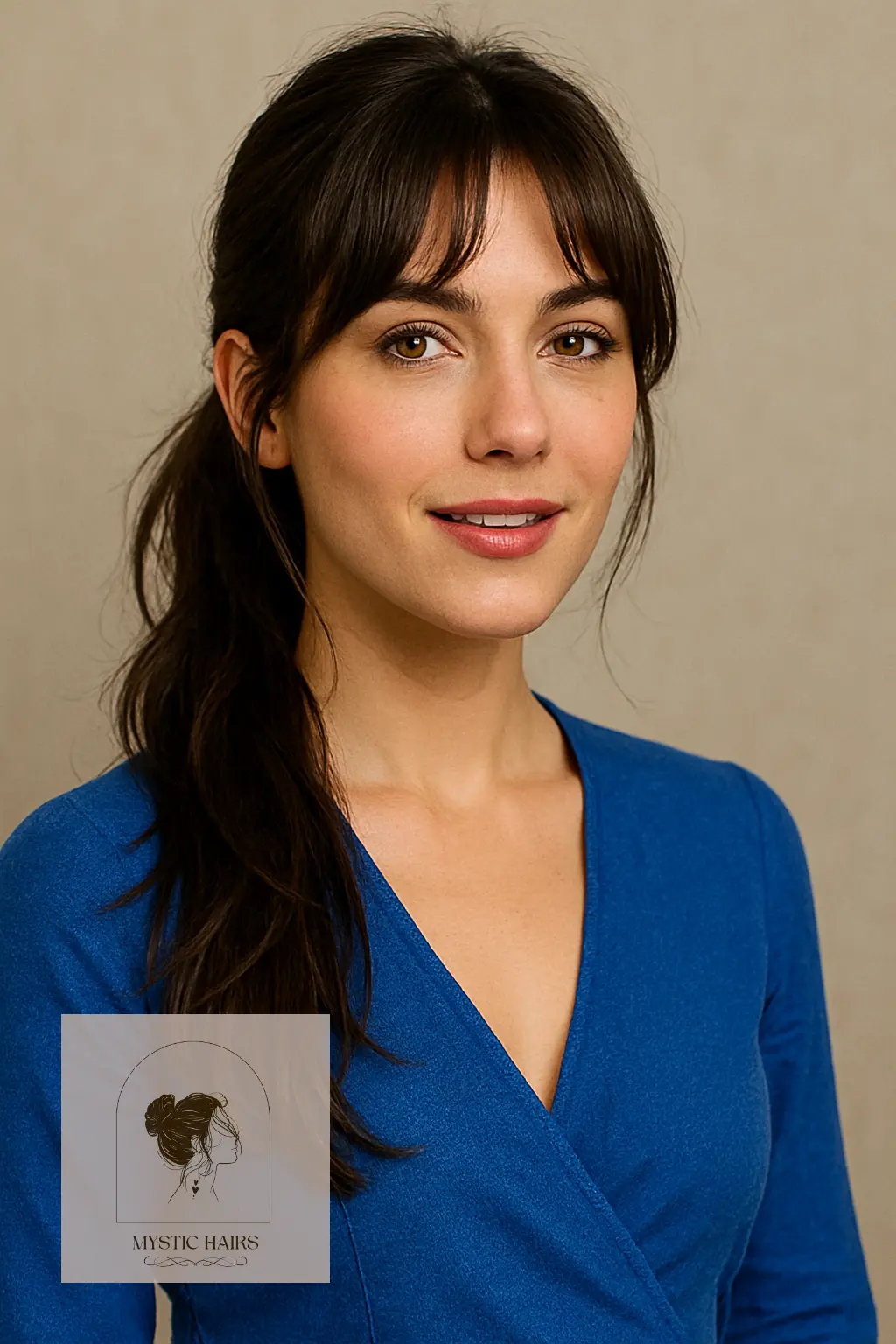 Bottleneck Bangs with Loose Ponytail