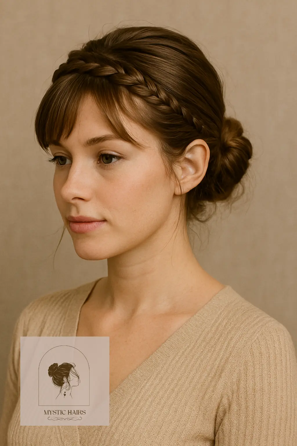 Braided Bangs With Back Bun