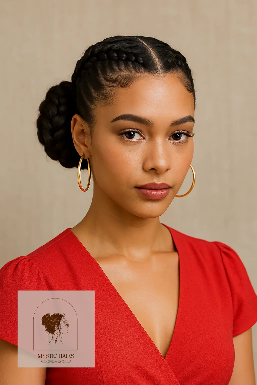 Braided Bun With Center Part