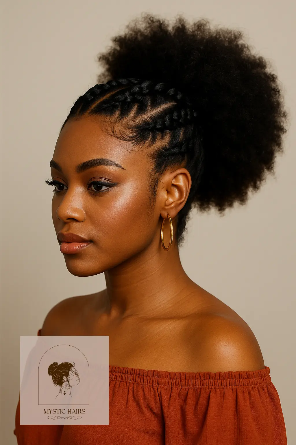 Braided Crown With Afro Puff